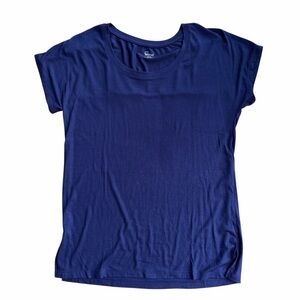 Felina Stretch Ribbed Short Sleeve Tee Shirt Women’s Size Medium Navy Blue